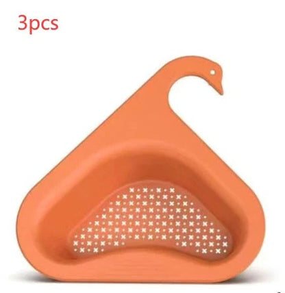 Swan-shaped kitchen sink hanging basket for drying fruits and vegetables