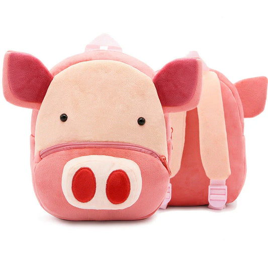 Adorable plush backpacks featuring various animal designs, perfect for primary school children