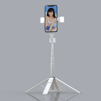 Quadrupod Double Fill Light Selfie Stick with adjustable length and Bluetooth 4.2
