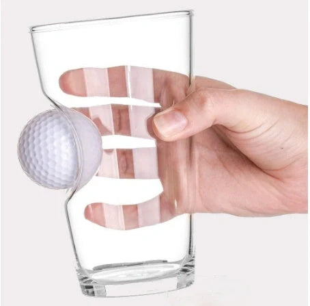 Unique golf embedded borosilicate beer mug with silicone membrane, perfect for preventing condensation.