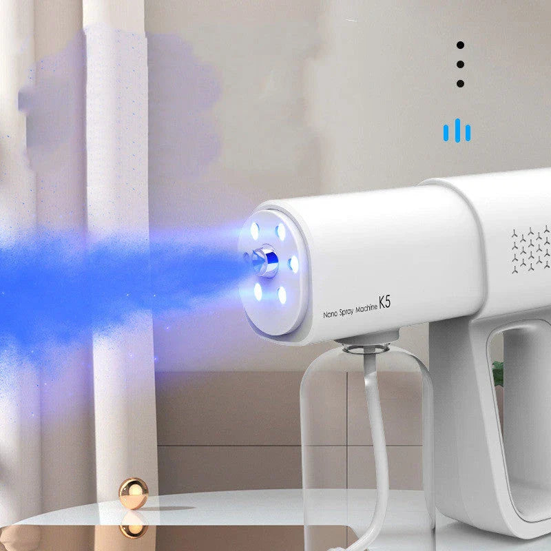 Premium disinfectant mist sprayer with nano-atomisation technology, ideal for home and car cleaning and sanitisation