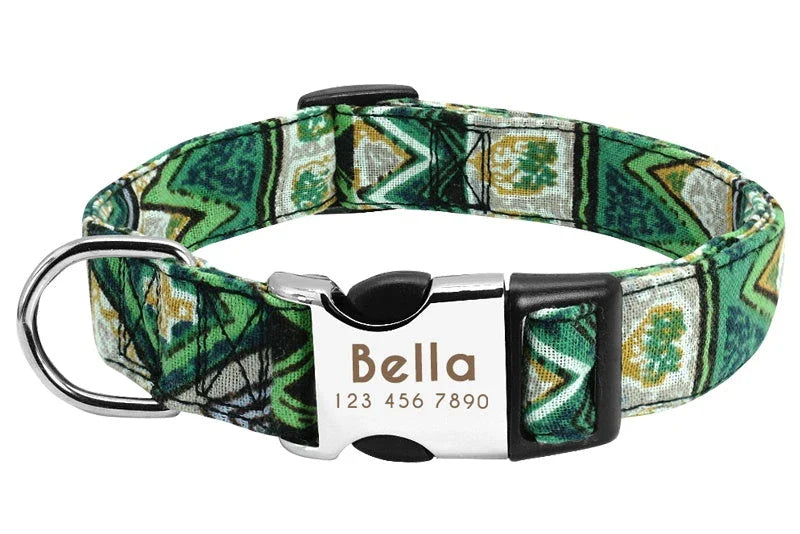 Reflective dog collar in various colours and sizes, designed for UK pets with adjustable, durable, and breathable features