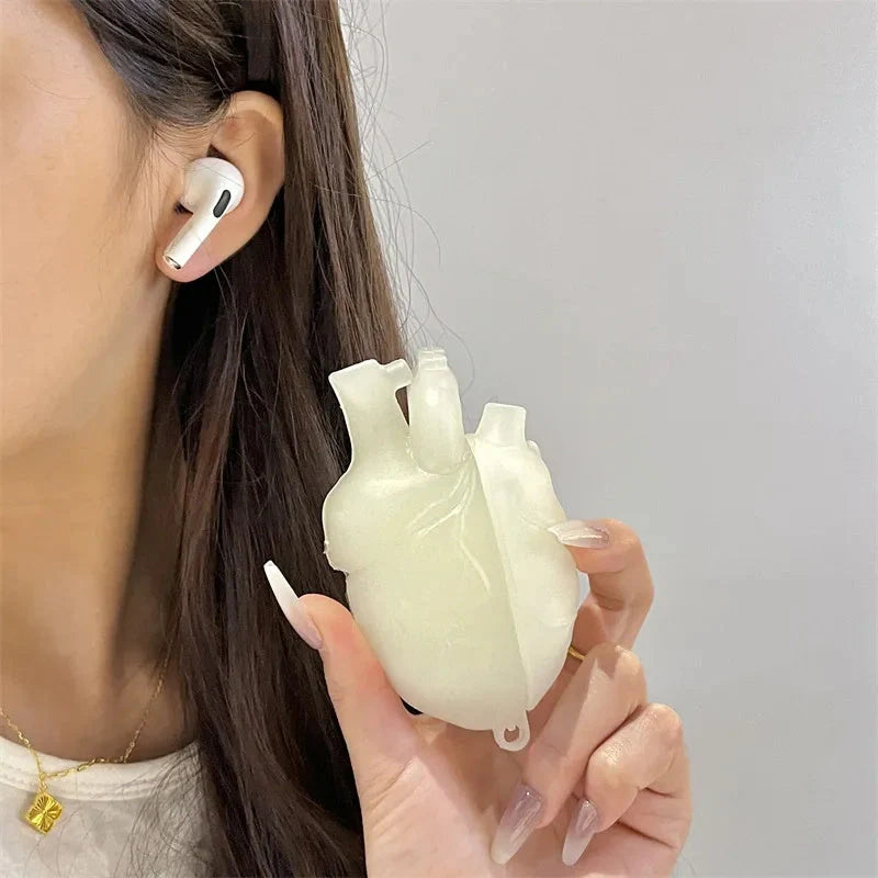 3D Heart Design Silicone Case for AirPods Pro and 3rd Generation in wine red and ivory white