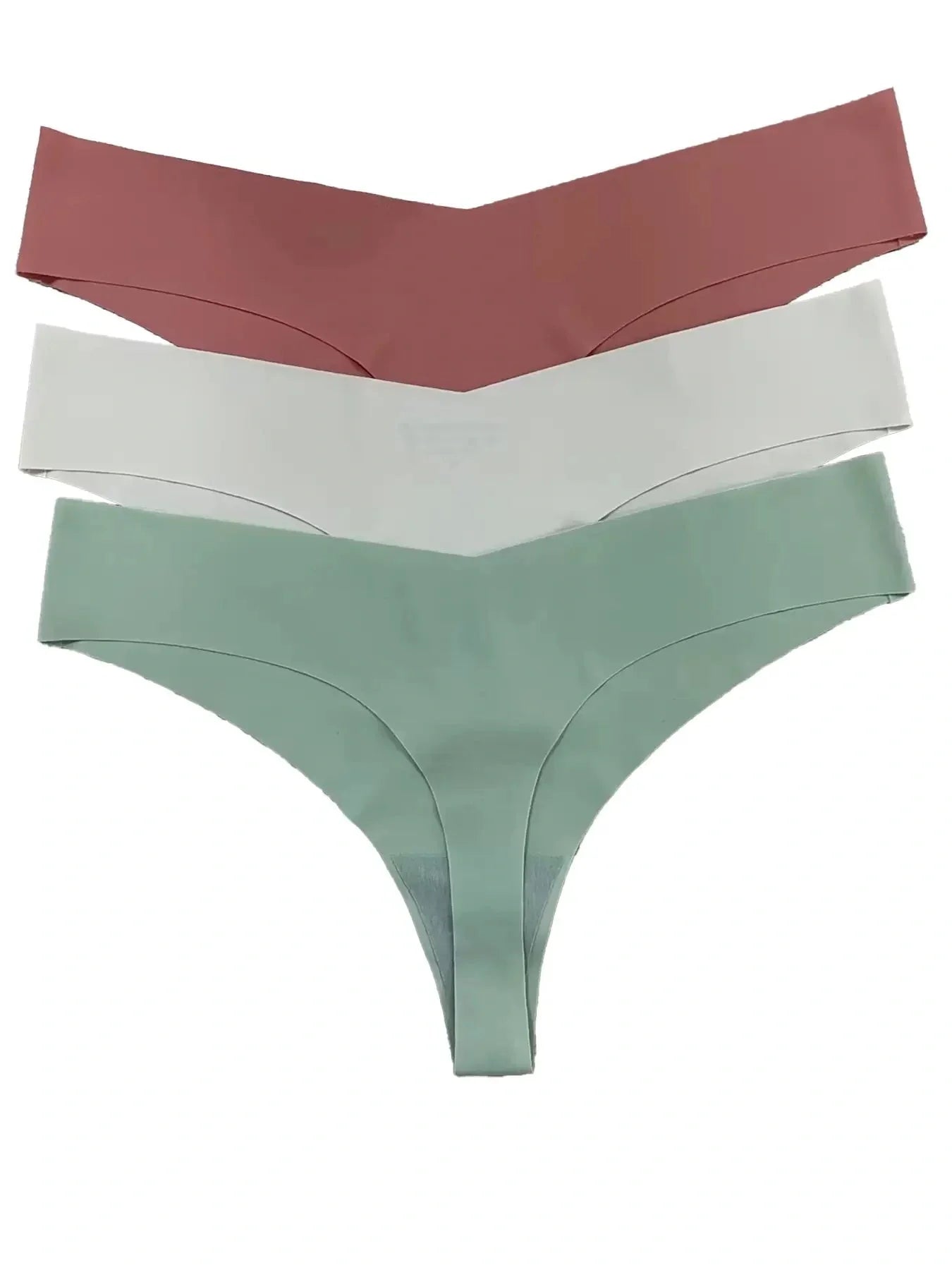 Low waist ice silk T-back underwear set in assorted colours with purified cotton crotch