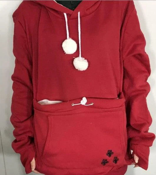 Cosy and cute hoodies with pet pocket for women to keep their cats warm and snug during the British winter