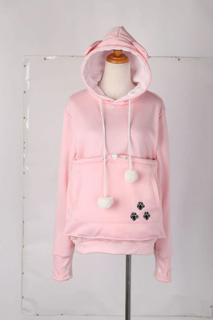 Cosy and cute hoodies with pet pocket for women to keep their cats warm and snug during the British winter