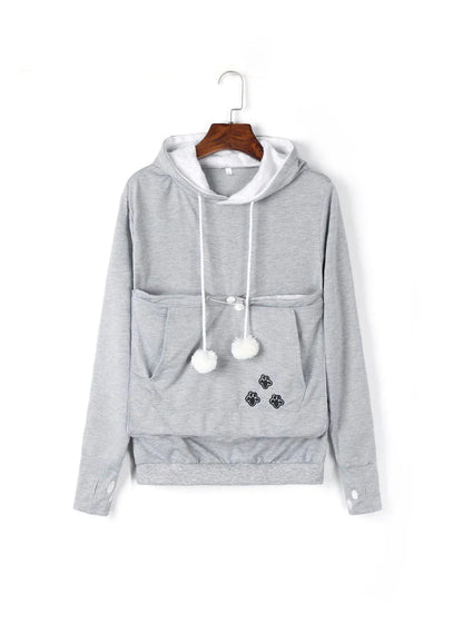 Cosy and cute hoodies with pet pocket for women to keep their cats warm and snug during the British winter