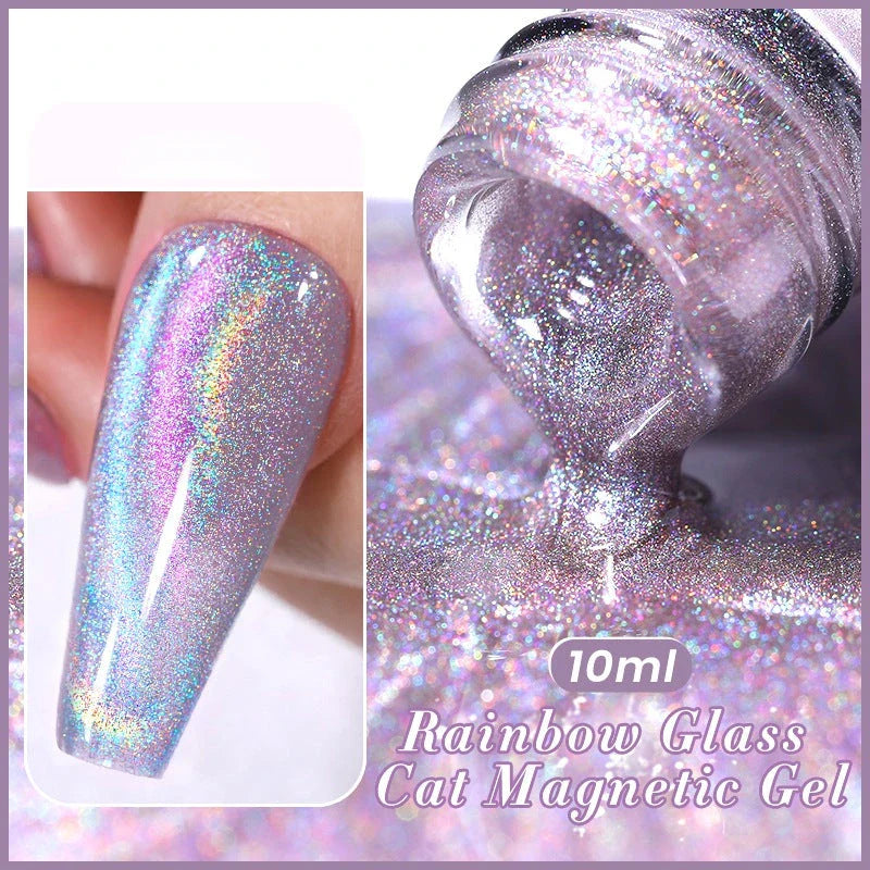 10ML Reflective Moonlight Cat Magnetic Gel Nail Polish with a shimmering, reflective brown colour and magnetic properties for a unique cat-eye effect