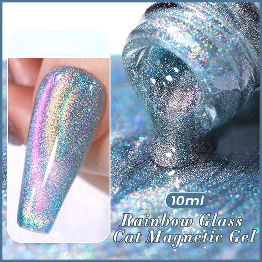 10ML Reflective Moonlight Cat Magnetic Gel Nail Polish with a shimmering, reflective brown colour and magnetic properties for a unique cat-eye effect