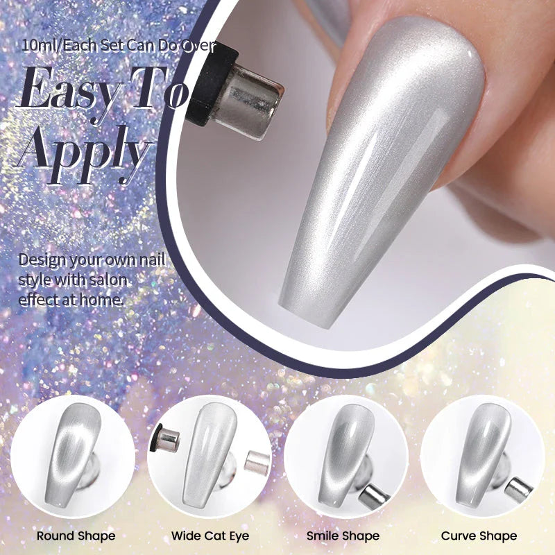10ML Reflective Moonlight Cat Magnetic Gel Nail Polish with a shimmering, reflective brown colour and magnetic properties for a unique cat-eye effect