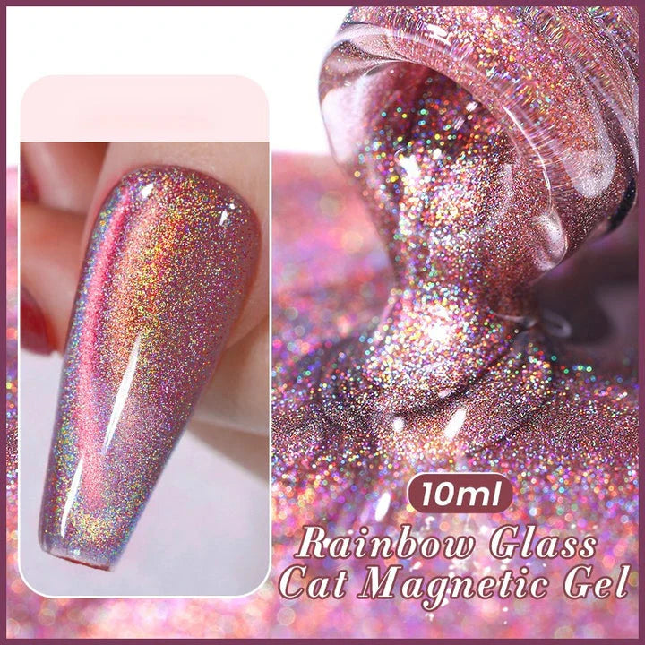 10ML Reflective Moonlight Cat Magnetic Gel Nail Polish with a shimmering, reflective brown colour and magnetic properties for a unique cat-eye effect