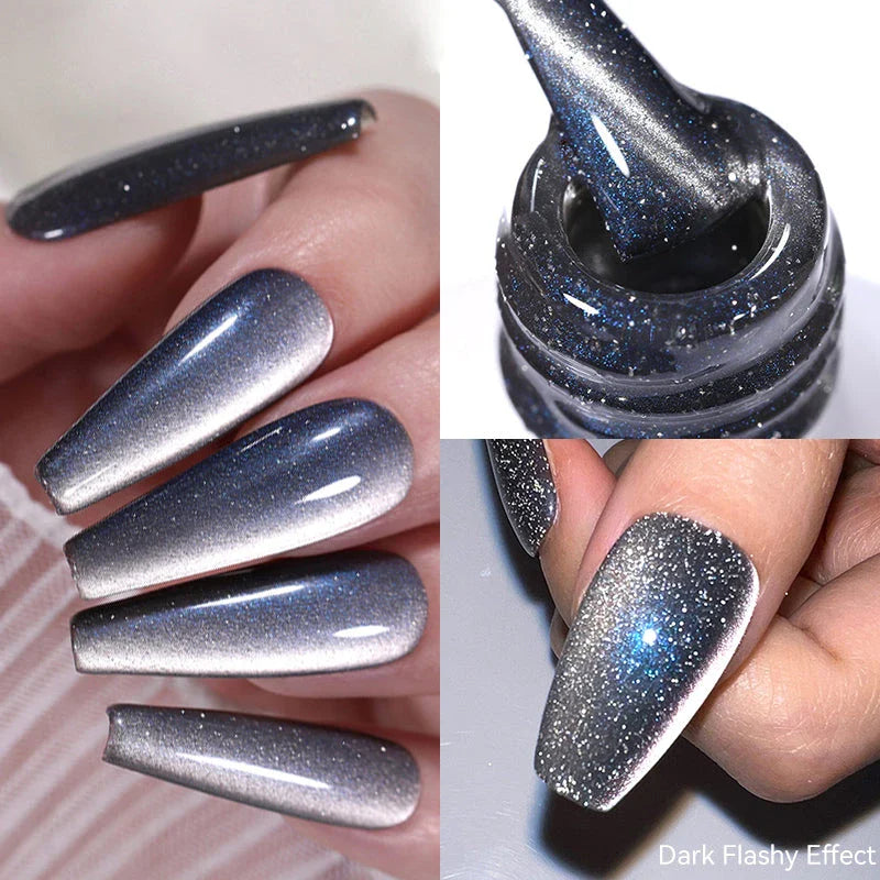 10ML Reflective Moonlight Cat Magnetic Gel Nail Polish with a shimmering, reflective brown colour and magnetic properties for a unique cat-eye effect