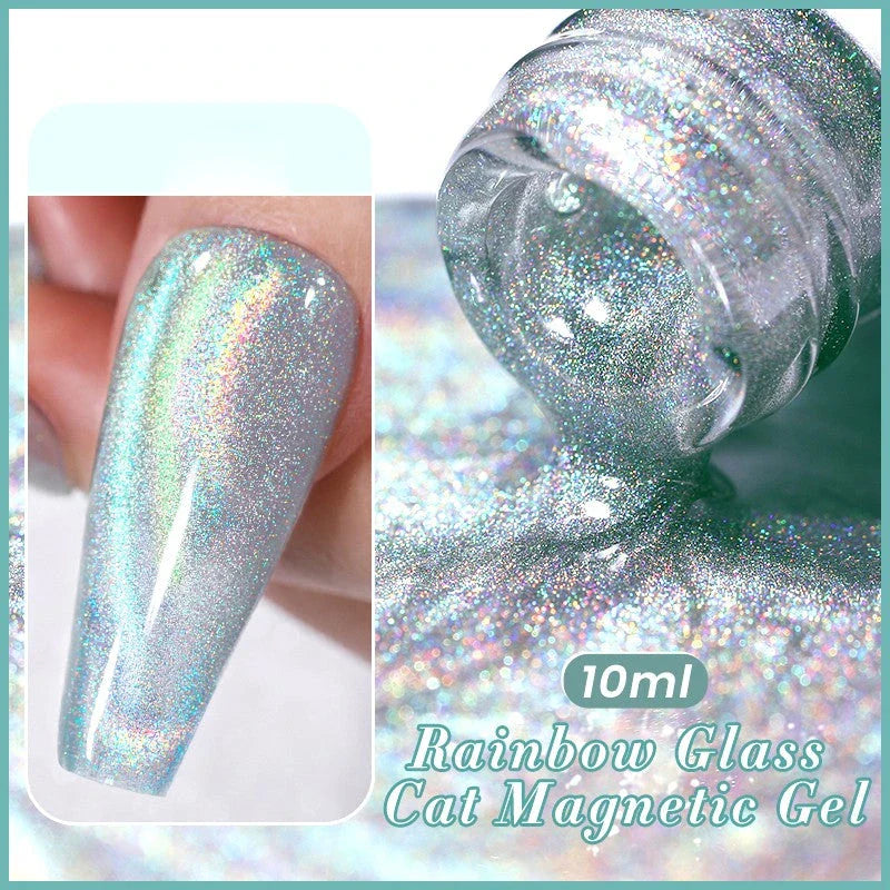 10ML Reflective Moonlight Cat Magnetic Gel Nail Polish with a shimmering, reflective brown colour and magnetic properties for a unique cat-eye effect