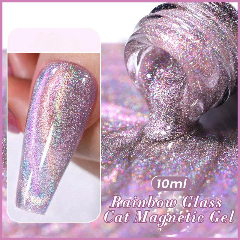 10ML Reflective Moonlight Cat Magnetic Gel Nail Polish with a shimmering, reflective brown colour and magnetic properties for a unique cat-eye effect