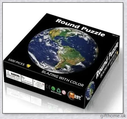 1000 Piece Round Earth Jigsaw Puzzle made from premium quality wood with a stunning, detailed image of the world