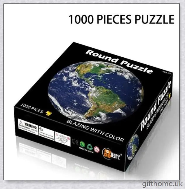 1000 Piece Round Earth Jigsaw Puzzle made from premium quality wood with a stunning, detailed image of the world