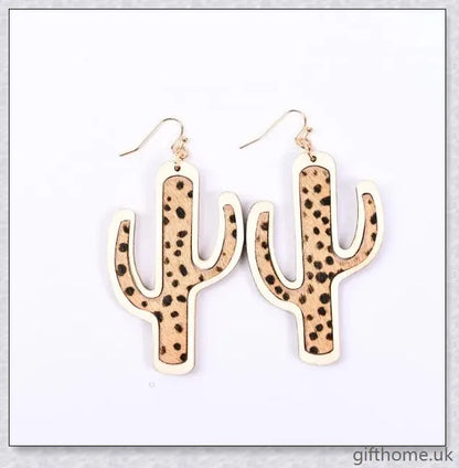 Cactus Tree Earrings in various colors, made of wood with a unique nature-inspired design