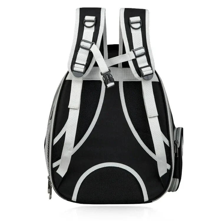 Expandable pet carrier backpack with transparent walls and breathable design for comfortable pet travel
