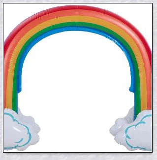 Inflatable rainbow arch water sprinkler with cloud design for outdoor summer fun