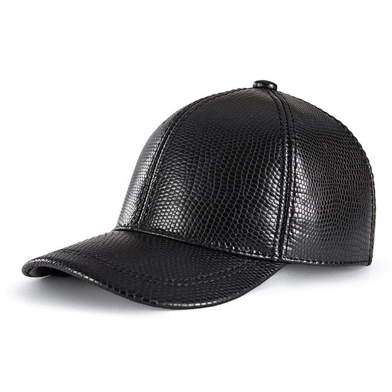 Genuine leather baseball cap in various colours, designed for fashionable autumn and winter wear