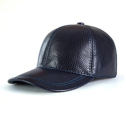 Genuine leather baseball cap in various colours, designed for fashionable autumn and winter wear