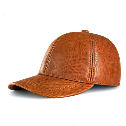 Genuine leather baseball cap in various colours, designed for fashionable autumn and winter wear