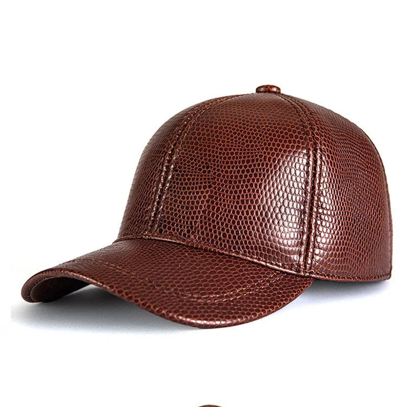 Genuine leather baseball cap in various colours, designed for fashionable autumn and winter wear
