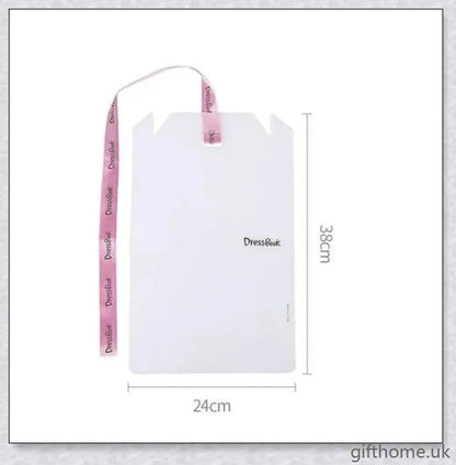 Dress Book - Space-Saving Clothes Folder Organiser with pink and gold colour options, neatly folded clothes, and a tidy wardrobe.