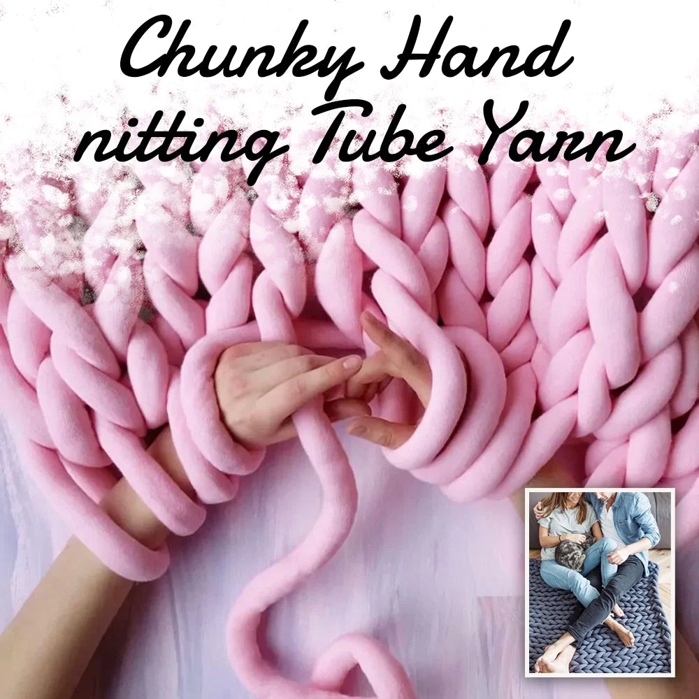Soft, chunky hand knitting tube yarn in various colours, perfect for DIY projects like blankets, cushions, and pet beds