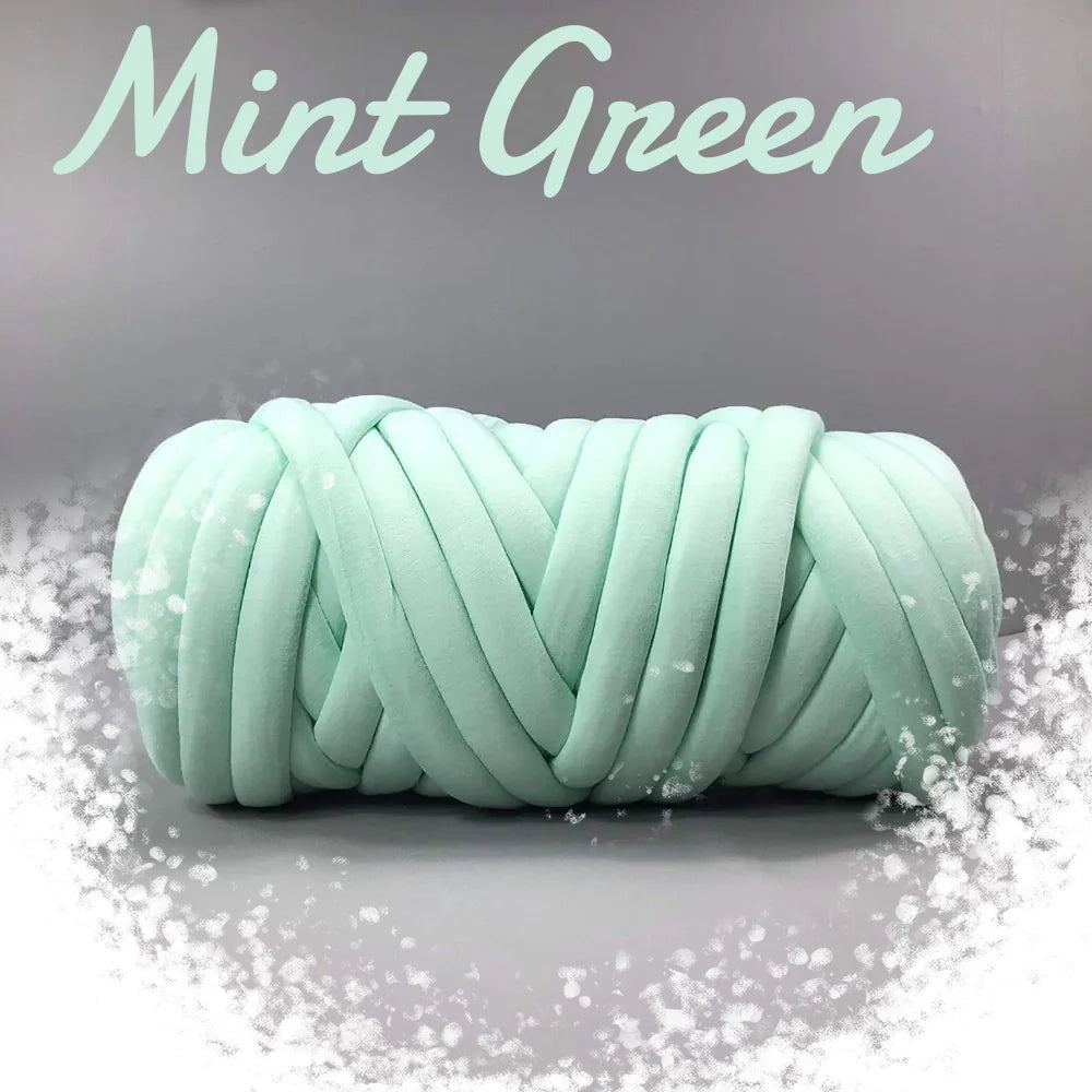 Soft, chunky hand knitting tube yarn in various colours, perfect for DIY projects like blankets, cushions, and pet beds
