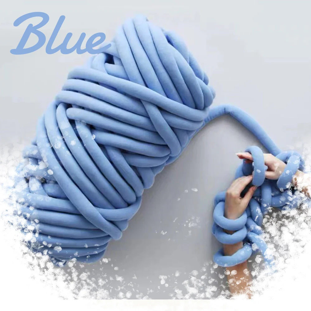 Soft, chunky hand knitting tube yarn in various colours, perfect for DIY projects like blankets, cushions, and pet beds