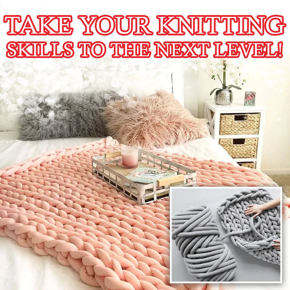 Soft, chunky hand knitting tube yarn in various colours, perfect for DIY projects like blankets, cushions, and pet beds