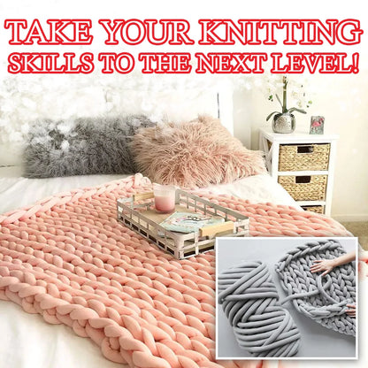 Soft, chunky hand knitting tube yarn in various colours, perfect for DIY projects like blankets, cushions, and pet beds
