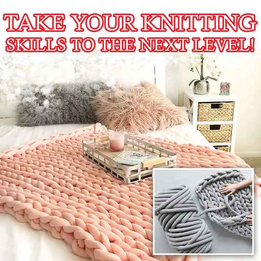 Soft, chunky hand knitting tube yarn in various colours, perfect for DIY projects like blankets, cushions, and pet beds