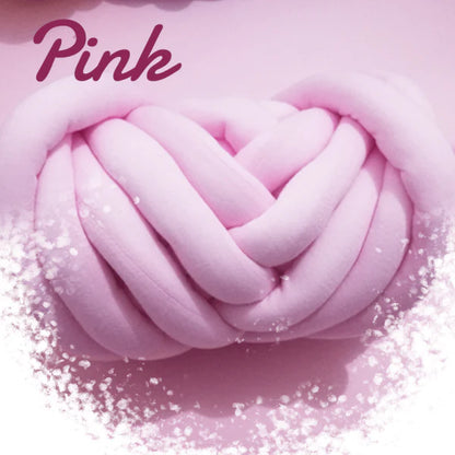 Soft, chunky hand knitting tube yarn in various colours, perfect for DIY projects like blankets, cushions, and pet beds