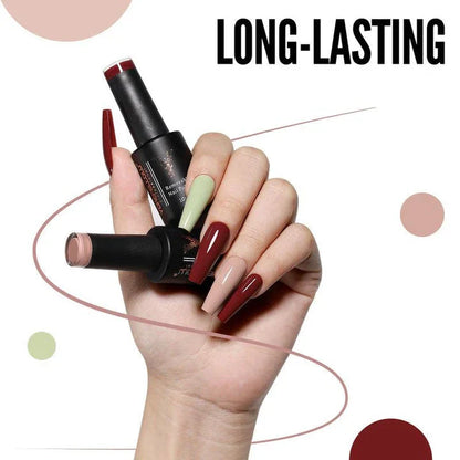 10ml Nude Colour Gel Nail Polish Set - Autumn Collection, featuring six beautiful nude shades for long-lasting, elegant manicures