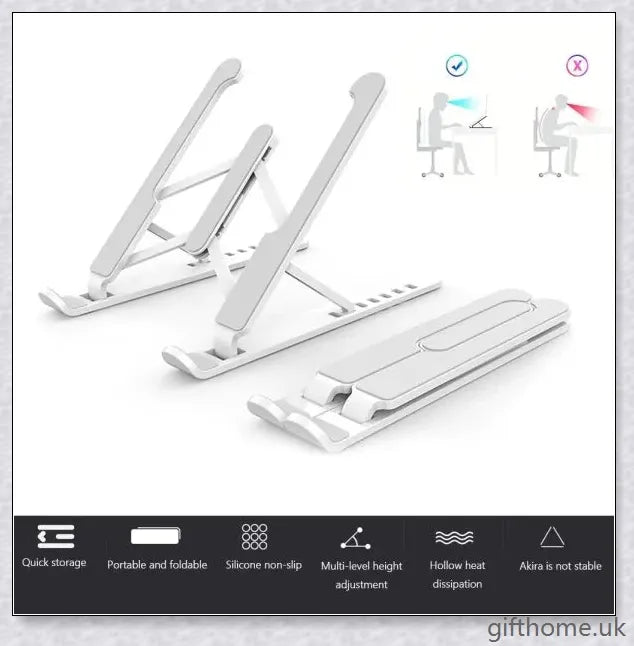 Adjustable Non-Slip Laptop Stand Support Holder For 11-17 Inch Tablet - Foldable, Height Adjustable, Stable and Portable Design