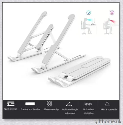Adjustable Non-Slip Laptop Stand Support Holder For 11-17 Inch Tablet - Foldable, Height Adjustable, Stable and Portable Design