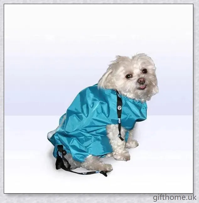 Blue Oxford cloth dog drying bag with Velcro strap, used to quickly dry dogs with a hairdryer