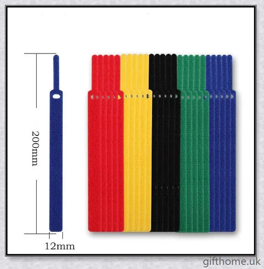 Back To Back Velcro Cable Management - Premium nylon cable organiser for tidy workspace and entertainment setup