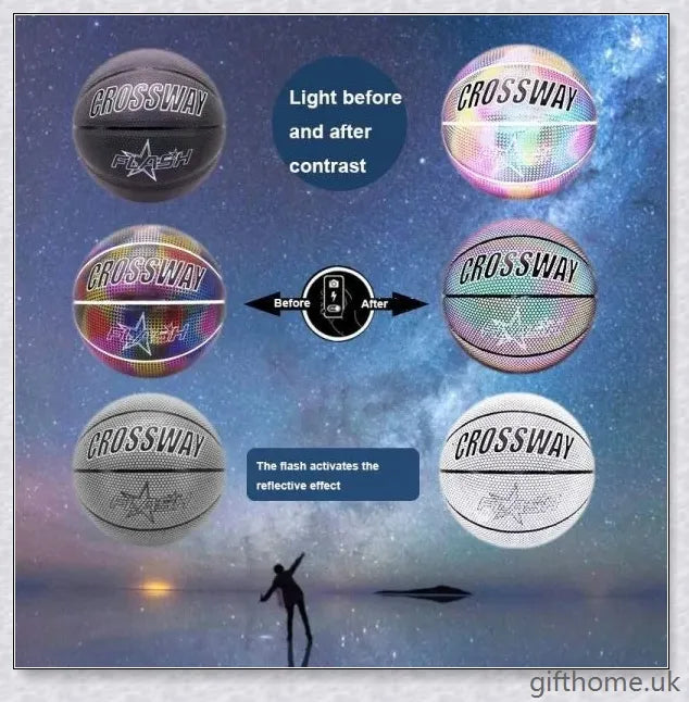 Milachic holographic basketball with reflective and glowing effects for eye-catching visuals and basketball showtime