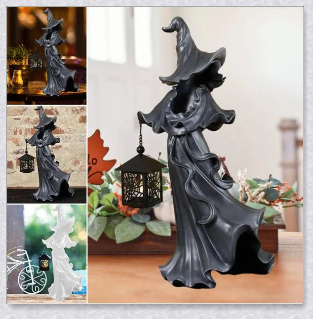 Enchanting witch's lantern decoration with a glowing light, perfect for adding magical ambiance to your home or garden