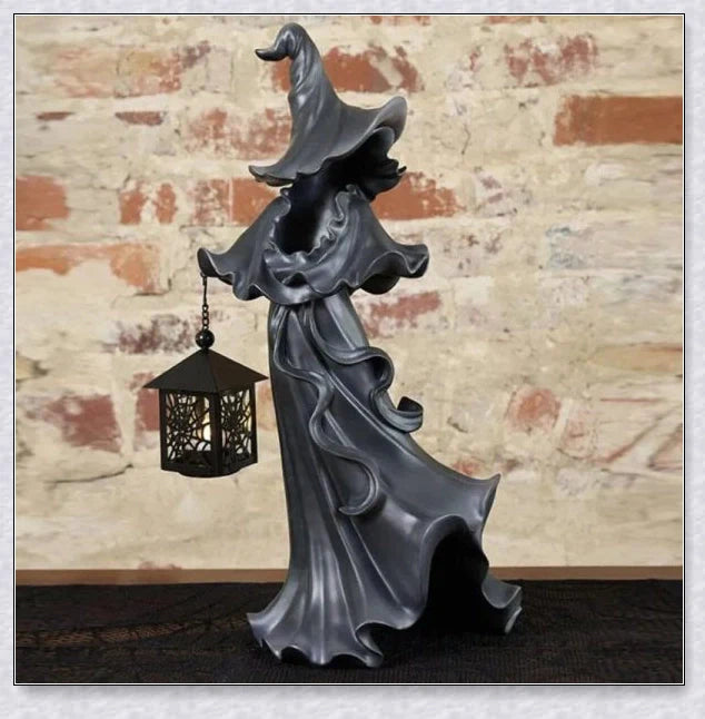 Enchanting witch's lantern decoration with a glowing light, perfect for adding magical ambiance to your home or garden