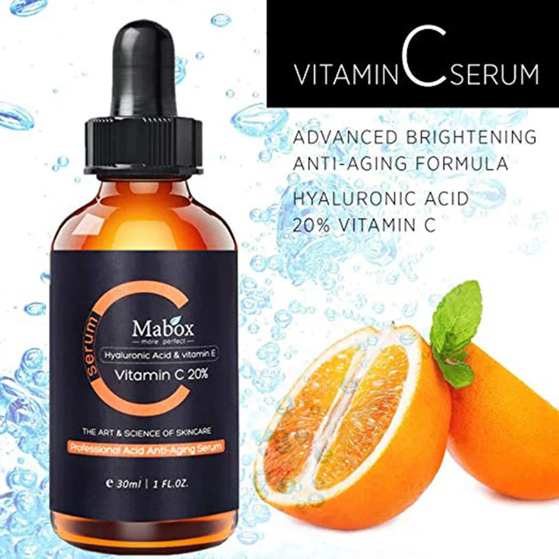 Mabox Award Winning Acne Clarifying Serum with 20% Vitamin C, designed to reduce blemishes and promote a radiant, healthy complexion.