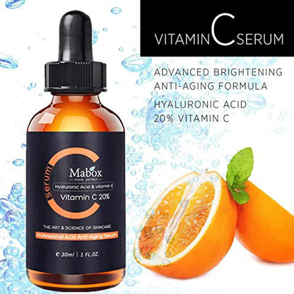 Mabox Award Winning Acne Clarifying Serum with 20% Vitamin C, designed to reduce blemishes and promote a radiant, healthy complexion.