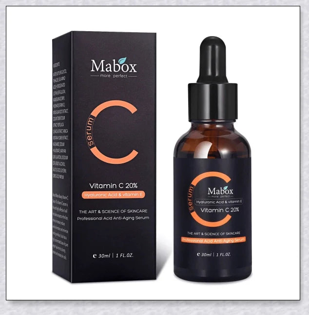 Mabox Award Winning Acne Clarifying Serum with 20% Vitamin C, designed to reduce blemishes and promote a radiant, healthy complexion.