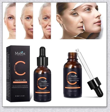 Mabox Award Winning Acne Clarifying Serum with 20% Vitamin C, designed to reduce blemishes and promote a radiant, healthy complexion.