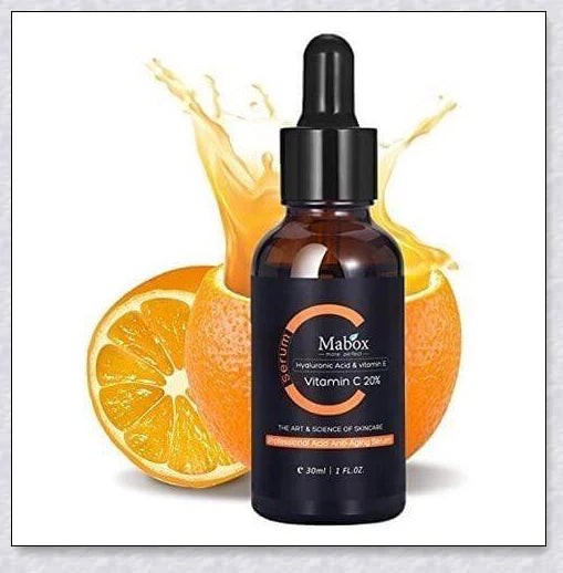 Mabox Award Winning Acne Clarifying Serum with 20% Vitamin C, designed to reduce blemishes and promote a radiant, healthy complexion.