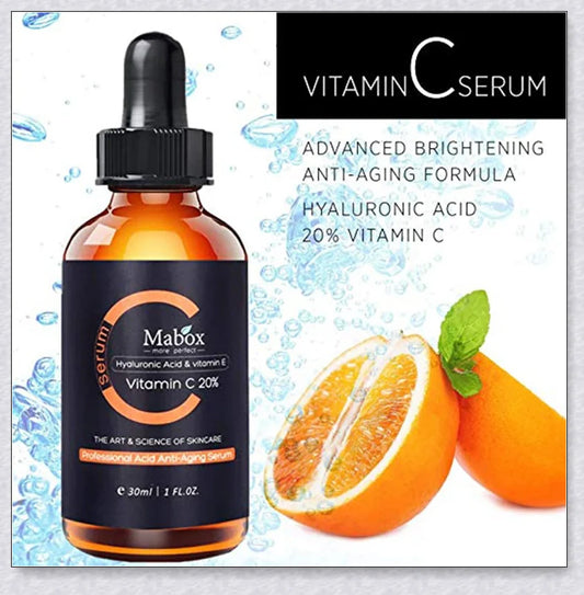 Mabox Award Winning Acne Clarifying Serum with 20% Vitamin C, designed to reduce blemishes and promote a radiant, healthy complexion.