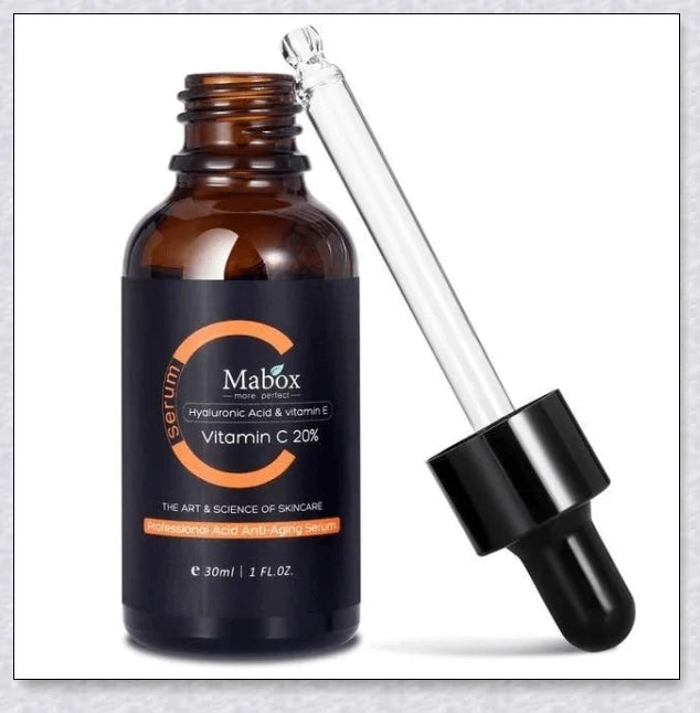 Mabox Award Winning Acne Clarifying Serum with 20% Vitamin C, designed to reduce blemishes and promote a radiant, healthy complexion.